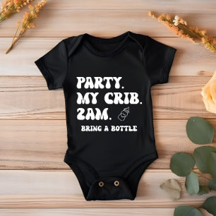 Party At My Crib 2 AM   Cute Funny Baby Bodysuit