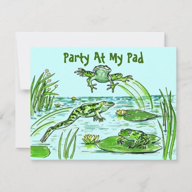 PARTY AT MY PAD LILY-PAD LEAPING FROGS  INVITATION (Front)