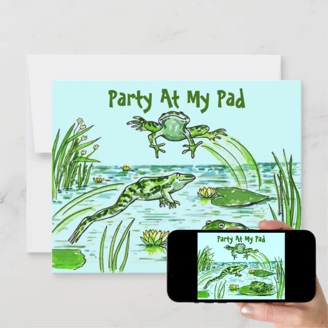 PARTY AT MY PAD LILY-PAD LEAPING FROGS INVITATION | Zazzle
