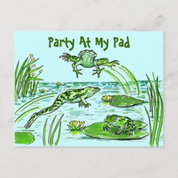 Party At My Pad Lily-pad Leaping Frogs  Invitation by layooper at Zazzle