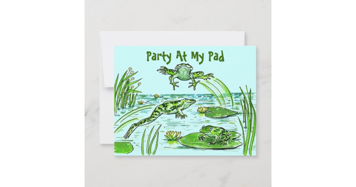 PARTY AT MY PAD LILY-PAD LEAPING FROGS INVITATION | Zazzle