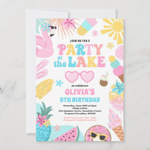 Party At The Lake Summer BBQ Birthday Party Invitation