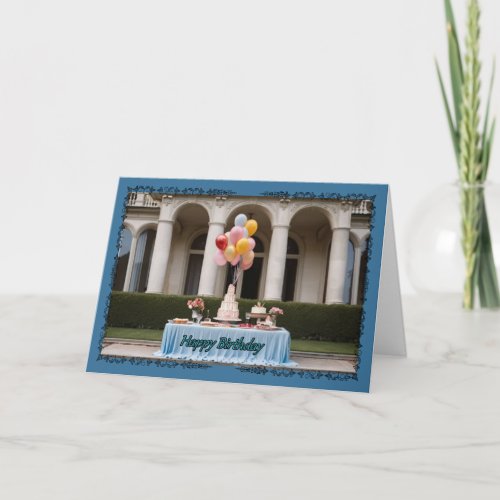 Party at the Mansion Womans Birthday Card