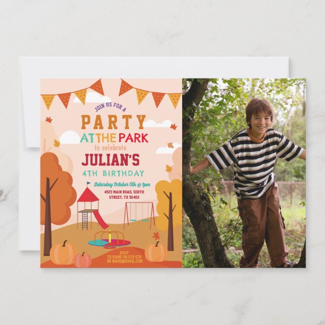 Party at the Park Birthday Autumn Fall Picnic  Invitation (Front)