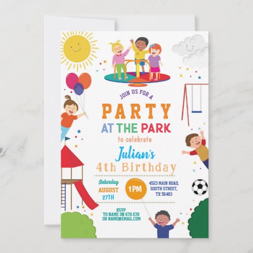Party at the Park Birthday Girls or Boys Invitation