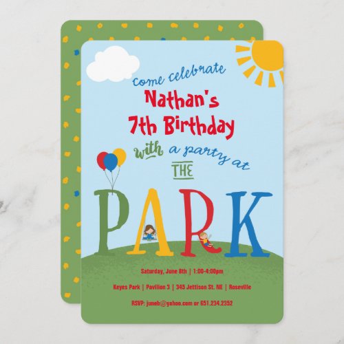 Party at the Park Birthday Invitation