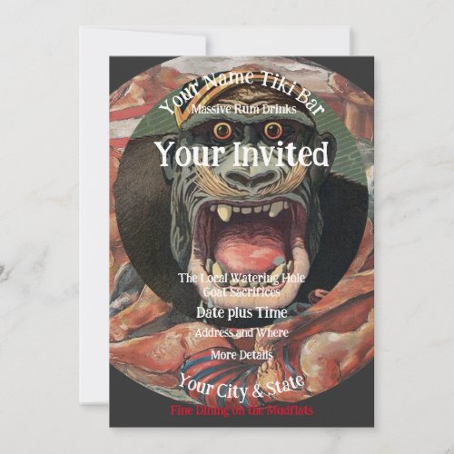 Party at the Tiki Bar Rum Drinks Invitation