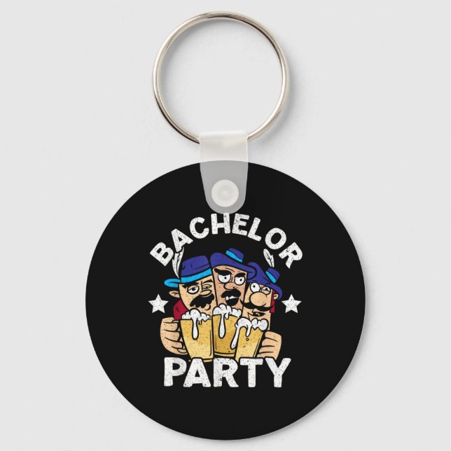 Party Bachelor In Progress Groomsquad Groom Squad  Keychain (Front)