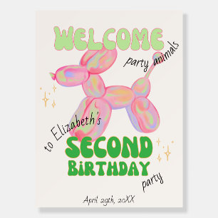 Party Balloon Animal 2nd Birthday Welcome Sign