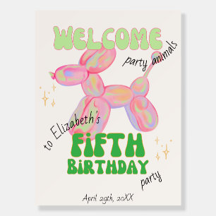 Party Balloon Animal 5th Birthday Welcome Sign