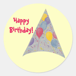 Party Balloon Hat Happy Birthday Stickers