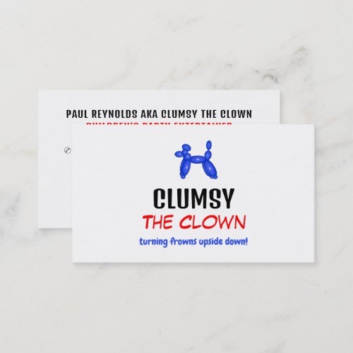 Party Balloon Kids Entertainer Clown Business Card