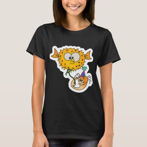 Party Balloon Pufferfish and Birthday Happy Crabby T-Shirt