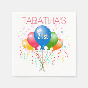 Party Balloons 21st Birthday Party Paper Napkins