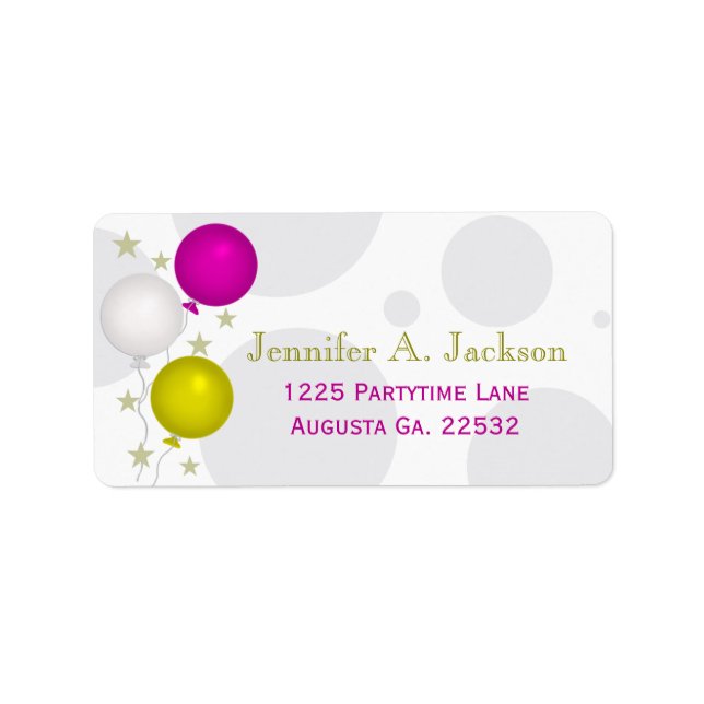 Party Balloons Address Labels (Front)