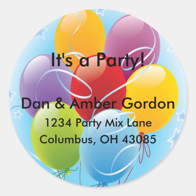 Party Balloons Address Labels (Front)