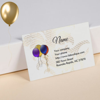 Party Balloons And Florals Business Card by FairyWoods at Zazzle