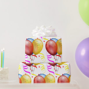 Party Balloons and Streamers  Wrapping Paper