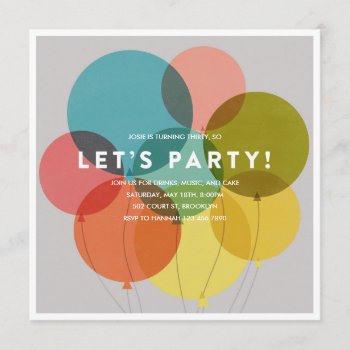 Party Balloons Birthday Invitation by OakHouseDesigns at Zazzle