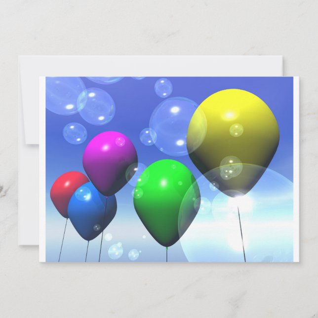 Party Balloons & Bubbles Invitation (Front)