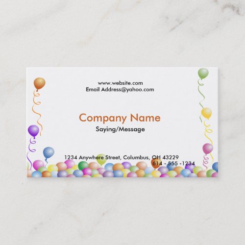 Party Balloons Business Cards