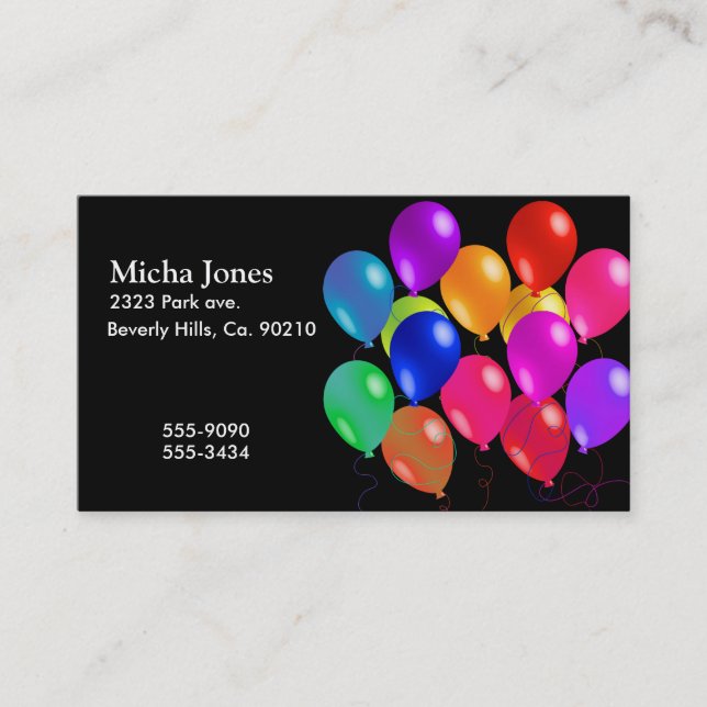 Party Balloons In A Rainbow Of Colors Business Card (Front)