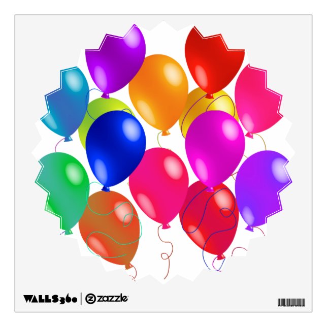 Party Balloons In A Rainbow Of Colors Wall Decal (Front)