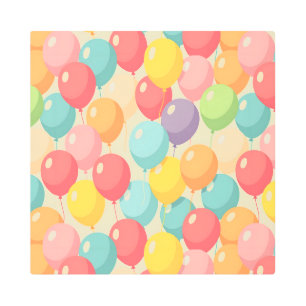 Party balloons in different colors metal print