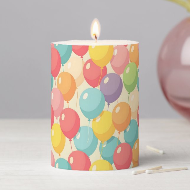 Party balloons in different colors pillar candle (In Situ)