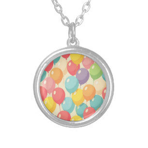 Party balloons in different colors silver plated necklace
