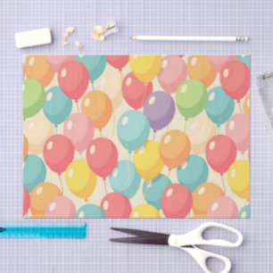 Party balloons in different colors tissue paper