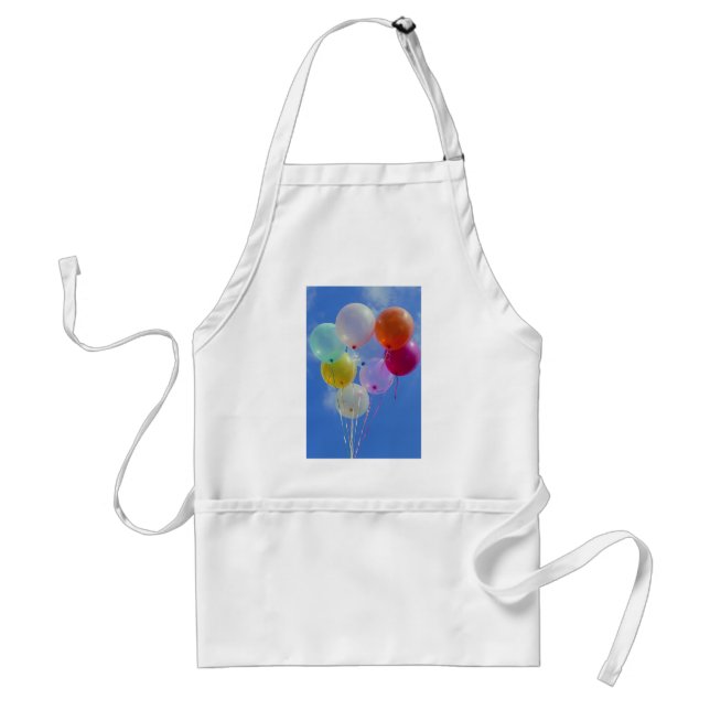Party Balloons with blue sky Adult Apron (Front)