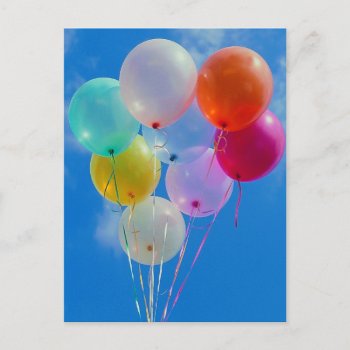 Party Balloons With Blue Sky Postcard by patrickhoenderkamp at Zazzle
