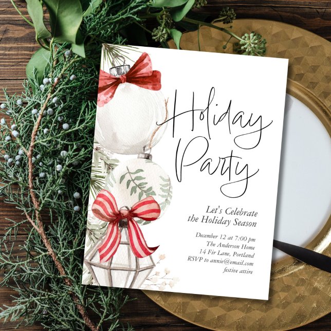 Party Baubles Holiday Party Card (Creator Uploaded)