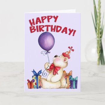 Party Bear - Greeting Card by Zazzlemm_Cards at Zazzle