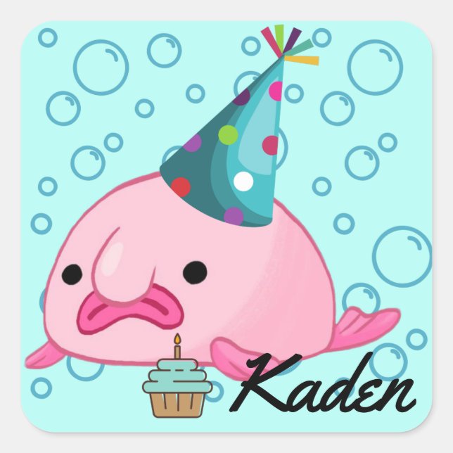 Party Blobfish Personalized Square Sticker (Front)
