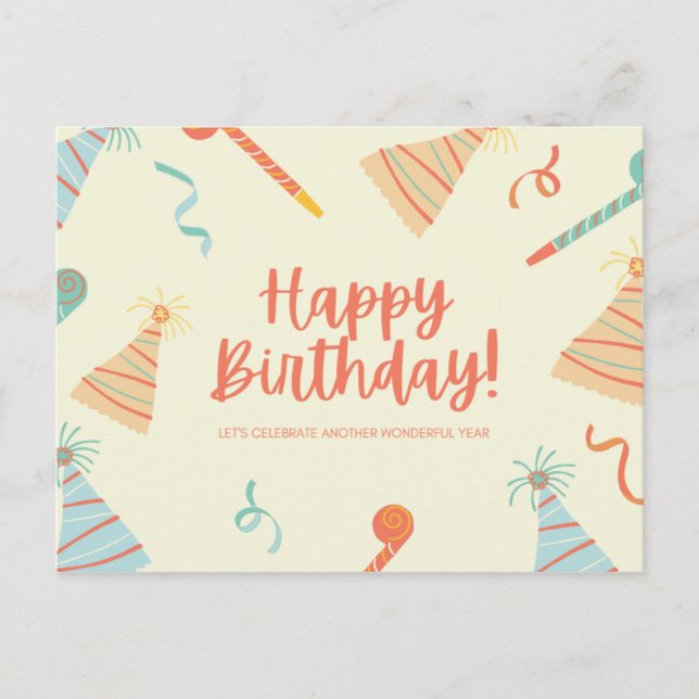 Party Blower and Hat Cute Postcard (Front)