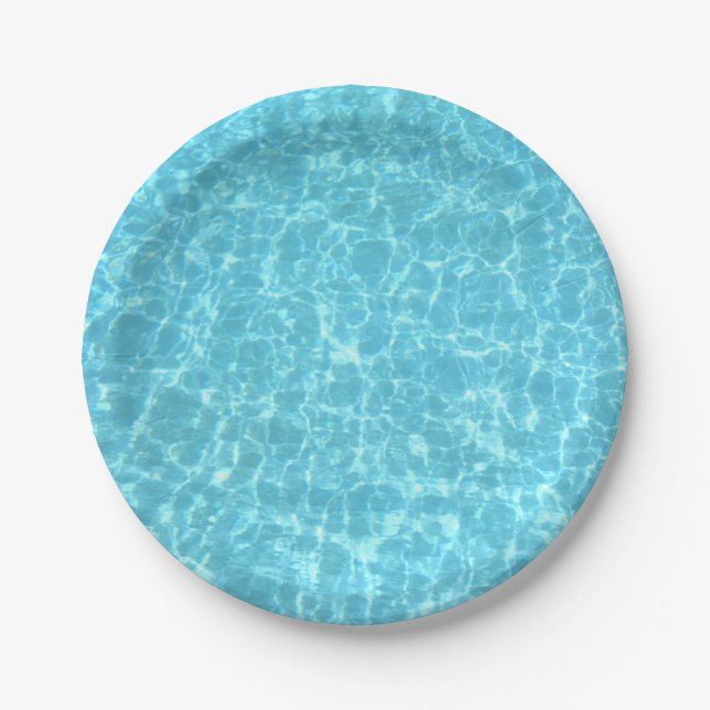 Party Blue Water Swimmingpool Blank Template Paper Plates (Front)