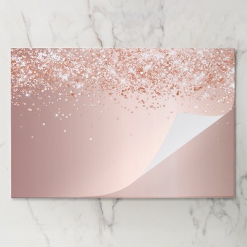 Party blush rose gold glitter paper placemat