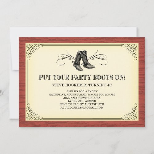 Party Boots Old Western Invitations