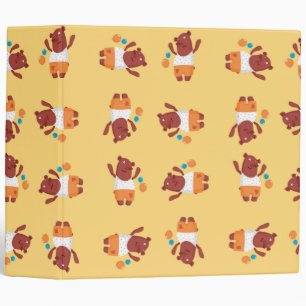 Party brown bear on orange 3 ring binder
