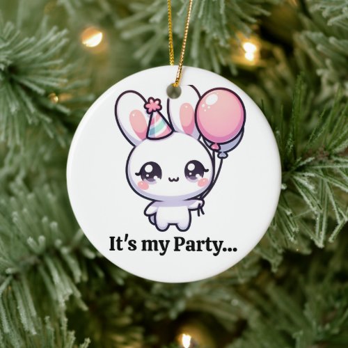 Party Bunny Ceramic Ornament