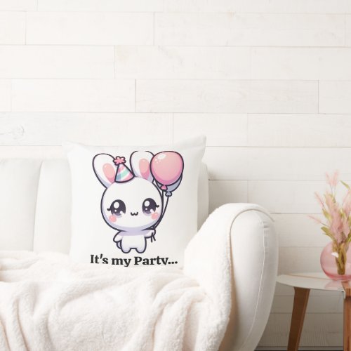 Party Bunny Throw Pillow