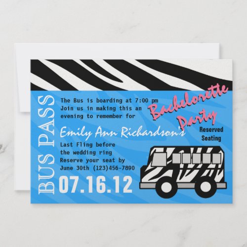 Party Bus Bachelorette Party Bash Invitation