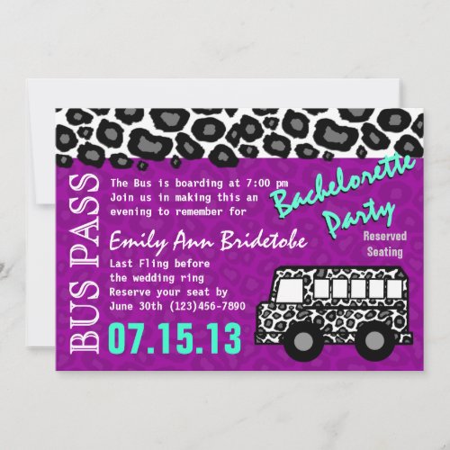 Party Bus Bachelorette Party Bash Invitation