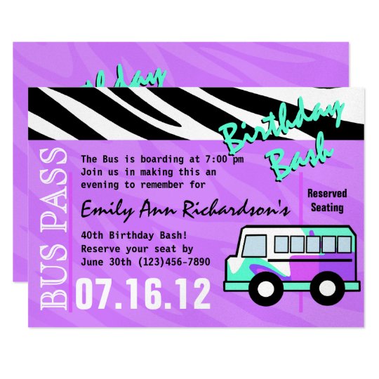 Party Bus Birthday Bash Invitation