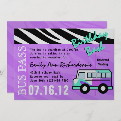 Party Bus Birthday Bash Invitation