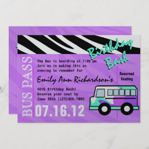 Party Bus Birthday Bash Invitation