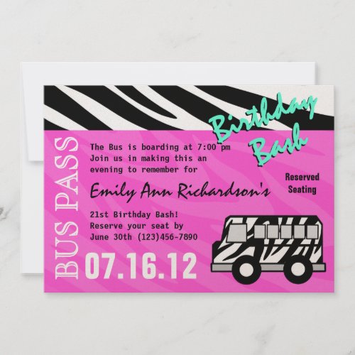 Party Bus Birthday Bash Invitation