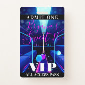 Party Bus Blacklight Dance Sweet 16 VIP Pass Badge (Front)